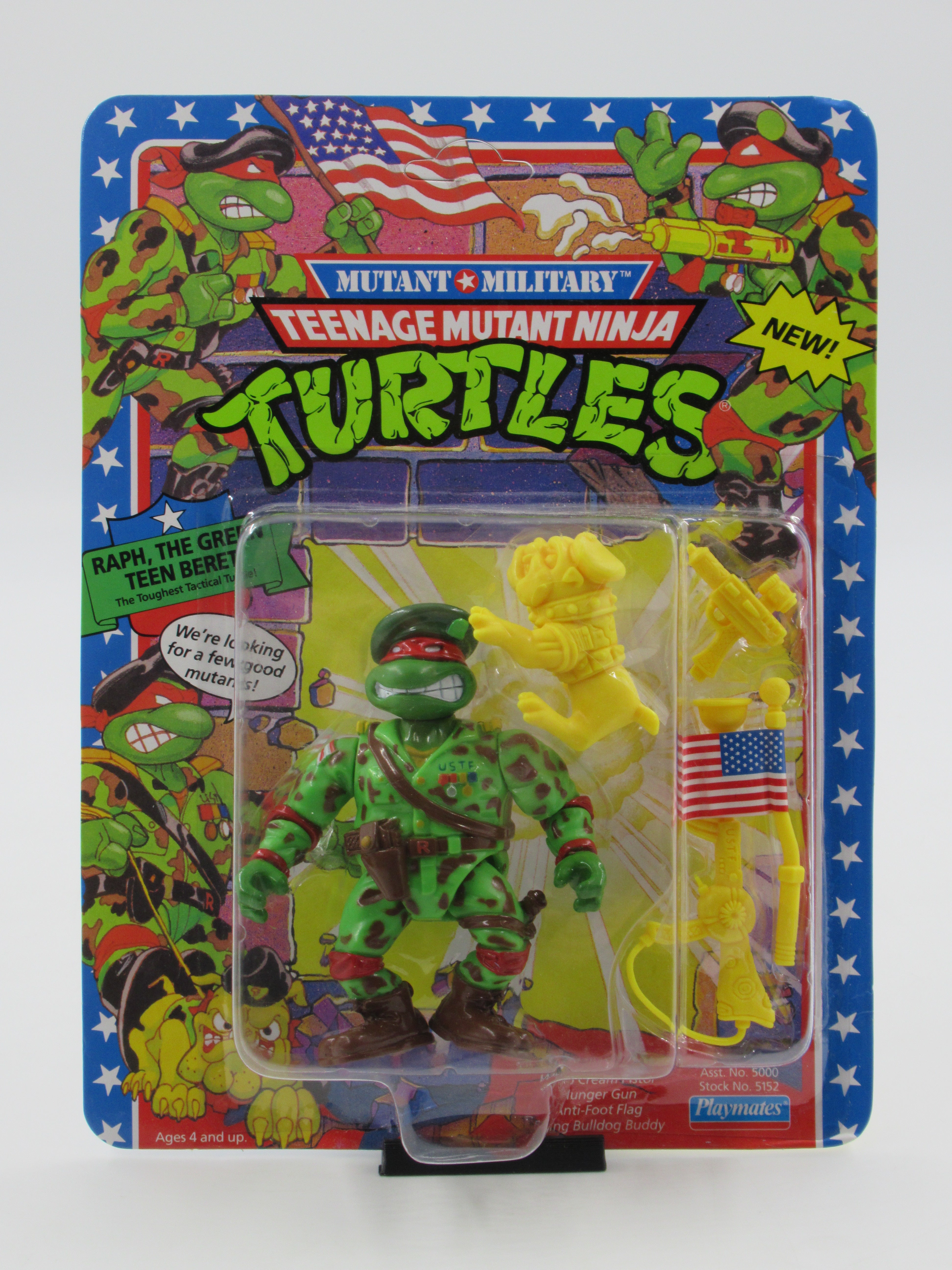 Teenage Mutant Ninja Turtles Raph, the Green Teen Beret Mutant Military Figure TMNTs - Playmates (1991)